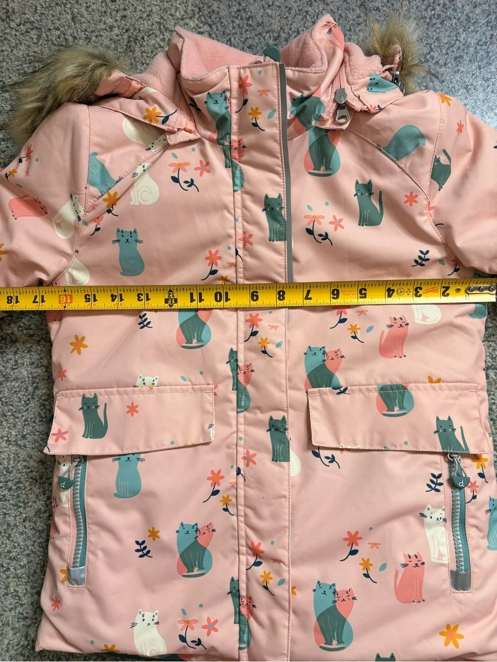 Children’s Girls Deux par Deux Winter Snow Jacket Printed Novelty Cats Sz 6